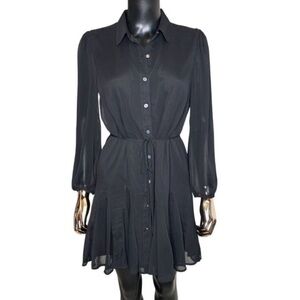 NWT LOFT Black Chiffon Button Mini Dress Size Small